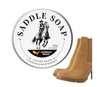 Saddle Soap for Leather - 100g (3.5 oz) Rhubarb Scent | Leather Cleaner & Conditioner for Car Seat, Couch, Shoe, Purse, Boot, Bag, & Saddles - Soften, Protect & Restore Leathercraft, Stain Removal