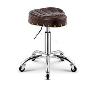 Saddle Stool - Adjustable Hydraulic Ergonomic Rolling Swivel Chair with Wheels, Vintage PU Leather Ottoman for Dentist, Spa, Massage, Clinic - Comfortable Height Adjustable Seat