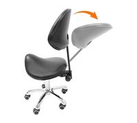 Saddle Stool Chair with Back Support Rolling Esthetician Seat Adjustable, Swivel Rolling Chair,for Salon Tattoo Shop Spa Home Dentist Clinic (Black, with Backrest)