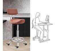 Saddle Stool,Ergonomic Saddle Chair with Footrest, Swivel Stool for Active Sitting, Gas Lift Back Support, Ideal for Nail Tech, Tattoo Artists, Lash Technicians - Red