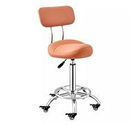 Saddle Stool,Ergonomic Saddle Stool Chair with Footrest & Back Support, Adjustable Height 50-70cm, Ideal for Kitchen, Office, Salon, Dentist Clinics - Camel Color