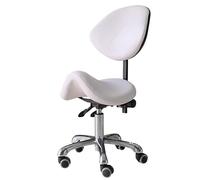 Saddle Stool,Ergonomic Saddle Stool Rolling Chair 17"-22" Adjustable, Hydraulic Swivel Seat for Home Office & Salon, Hair Stylist Cutting Chair - White