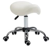 HOMCOM PU Leather Saddle Stool with Moulded Padded Seat - Cream, Cream