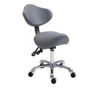 Saddle Stool on Wheels - Swivel Adjustable Beauty Chair with Back Support - Ergonomic Rolling Stool for Home and Salon Use