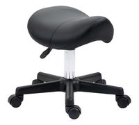 Saddle Stool PU Leather Adjustable Rolling Salon Chair Steel Frame for Massage