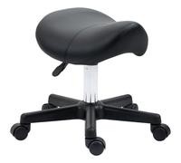 HOMCOM Saddle Stool Rolling Salon Chair - Black, Grey