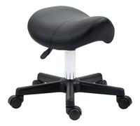 HOMCOM Saddle Stool Adjustable Rolling Salon Chair for Massage Spa Beauty Black