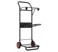 Saddle Trolley Black Steel 48x76.5x128cm Foldable 3-Tier Stable Cart 2-Wheels HD