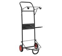 Saddle Trolley Foldable 3-Tier Black Steel 48x76.5x128cm 2-Wheel Stable 3-Rack.
