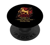 Saddle Up Chinese Horse Year Derby Day Fire Horse & Roses PopSockets Adhesive PopGrip