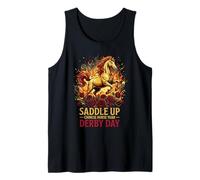 Saddle Up Chinese Horse Year Derby Day Fire Horse & Roses Tank Top