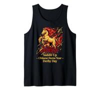 Saddle Up Chinese Horse Year Derby Day Fire Horse & Roses Tank Top
