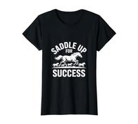 Saddle Up for Success Equestrian Spirit Value Graphic T-Shirt, Women, Black, M