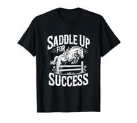 Saddle Up for Success Horse Jumping Motivation Value Graphic T-Shirt, Men, Black, L