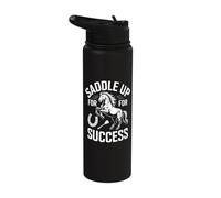 Saddle Up for Success Horse Rider Graphic Stainless Steel Insulated Water Bottle