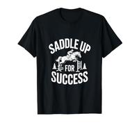 Saddle Up for Success Horse Rider Jump Value Graphic T-Shirt, Men, Black, S
