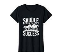 Saddle Up for Success Horse Riding Ambition Value Graphic T-Shirt, Women, Black, M