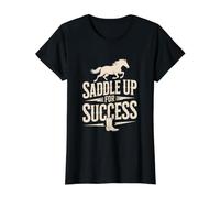 Saddle Up for Success Horse Training Value Graphic T-Shirt, Women, Black, S