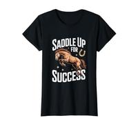 Saddle Up for Success Inspirational Design Value Graphic T-Shirt, Women, Black, M
