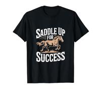 Saddle Up for Success Motivational Inspiration Value Graphic T-Shirt, Men, Black, XL