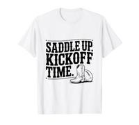 Saddle Up Kickoff Time Cowboy Football Texas Spirit Value Graphic T-Shirt, Men, White, S