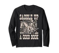 Saddle Up with a Good Book - Cowgirl Western Women Vintage Long Sleeve T-Shirt