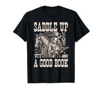Saddle Up with a Good Book - Cowgirl Western Women Vintage T-Shirt