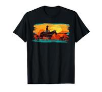Saddle western cowboy T-shirt Retro Vintage Western Sunset T-Shirt