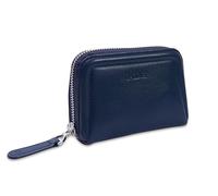 SADDLER Annabelle Genuine Leather Coin Purse for Women - RFID Blocking Small Zip Around Wallet with 2 Sections & Centre Pocket - Handcrafted Designer Card Holder & Money Organiser - Gift Boxed Navy