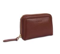 SADDLER Annabelle Real Leather Zip Top 2 Section RFID Coin & Card Purse - Gift Boxed - Tan