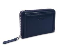 SADDLER Annie Real Leather 14cm Zipped RFID Blocking Clutch Purse Wallet for Women - Slim Bifold Bag with 2 Zippered Sections, Coin Pocket, Card Holder Organiser and Luxury Gift Box - Navy