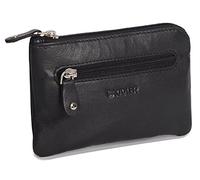 SADDLER Ellie RFID Protected Real Leather Zip-Top Coin Purse for Women, Compact Slim Wallet with Front Zip Pocket for Cards, Notes & Coins, Handcrafted Designer Travel Pouch with Gift Box, Black
