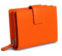 SADDLER Emily Women's Real Leather Purse - RFID Protected Compact Wallet with 10 Card Slots, ID Window, Zip Coin Pocket & Gift Box - Soft Cowhide Leather Every Day Designer Clutch Organiser, Orange