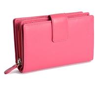 SADDLER Georgie RFID Leather Bifold Wallet for Women - Large Clutch Purse with Centre Zip Coin Pocket, 13 Card Slots & ID Window - Soft Genuine Leather Designer Travel Handbag Organiser, Fuchsia