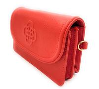 SADDLER Heidi Real Leather 3 Section Clutch Bag with Detachable Chain Strap, Small Crossbody Purse and Organiser Handbag for Women, Magnetic Snap Closure, 17.5 x 7.0 x 11.5 cm, Red Finish
