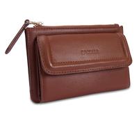 SADDLER Marion Women's Real Leather Trifold RFID Blocking Card Wallet with Zipped Coin Purse, Compact Small Designer Bag for Ladies, Stylish Organiser for Cash and Cards, Gift Boxed - Tan