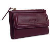 SADDLER Marion Women's Real Leather Trifold RFID Blocking Card Wallet with Zipped Coin Purse, Compact Small Designer Bag for Ladies, Stylish Organiser for Cash and Cards, Gift Boxed - Bordeaux