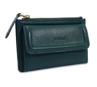 SADDLER Marion Women's Real Leather Trifold RFID Blocking Card Wallet with Zipped Coin Purse, Compact Small Designer Bag for Ladies, Stylish Organiser for Cash and Cards, Gift Boxed - Green