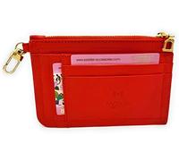 SADDLER Piper Real Leather Designer Top Zip Card Holder with Coin Purse & RFID Protection, Small Slim Genuine Cowhide Leather Wallet for Women, Minimalist Organiser with Gift Box, Red One Size