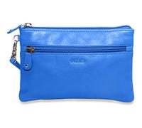 SADDLER Scarlett Real Leather Zip-Top Mini Clutch Purse for Women - RFID Protected Small Wristlet Travel Bag for Mobile Phone, Credit Cards & Essentials - Elegant Gift Boxed Handbag, Electric Blue