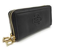 SADDLER Willow Genuine Leather Double Zipper Clutch Purse for Women - RFID Blocking Card Holder Wallet & Phone Bag, Elegant Cowhide Leather Travel Organiser with Gift Box - Classic Black Finish