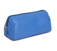 SADDLER Women's 'Megan' RFID Large Capacity Leather Zip Top Cosmetic Bag in Blue SADDLER Blue