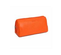 SADDLER Women's 'Megan' RFID Large Capacity Leather Zip Top Cosmetic Bag in Orange SADDLER Orange
