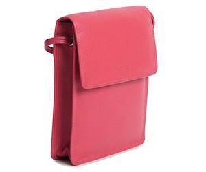 SADDLER Womens RFID Protected Compact Real Leather Cross Body Travel Purse with Removable Credit Card Holder | Designer Sling Bag - Perfect for Cell Phone, Passport, All Cards | Gift Boxed - Fuchsia