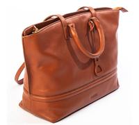 SADDLER Women's 'Victoria' Zip Top Handmade Oversize East West Tote Bag in Tan SADDLER Tan