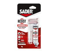 Sader Resist Universal - Bi-Component Epoxy Glue - Repair Glue for All Surfaces - Indoor/Outdoor - Colour: Translucent - 1 Syringe of 10 g (+ 3 Mixing Tips)