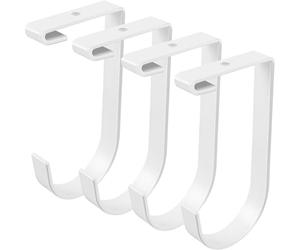 Saderoy 4-Pack Heavy Duty Add-On Flat Hook Accessory for Garage Ceiling and Wall Storage, Alloy Steel, White - Suitable for FLEXINOUMTS Racks and Shelves