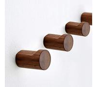 Saderoy 4 Pack Wooden Wall Hooks - Wall-Mounted Natural Wood Coat Hangers Simple Modern Handmade Minimalist Home Decor Wooden Pegs for Hanging Coats Hats Bags Towels