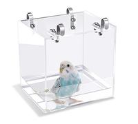 Saderoy Bird Bath Cage, No-Leakage Bird Bathtub with Hanging Hooks Cage Accessory for Small Bird Parrots Lovebirds Canary Portable Shower