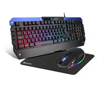 SADES Gaming Keyboard and Mouse Combo, Wired RGB Backlit 104 Keys, All-Metal Panel, Anti-Ghosting